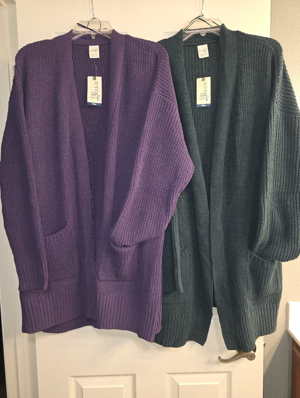 Bundle 2 Women's Terra & Sky Chenille Cardigan Sweaters 1X (16W-18W)